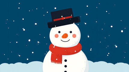 Fototapeta premium Cute snowman illustration winter snow holiday christmas festive season