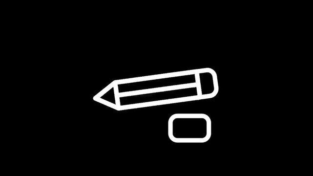 Pencil and eraser icon on a black background