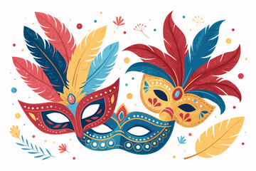 Stunning Masks And Feathers Bold Carnival Premium Digital Asset