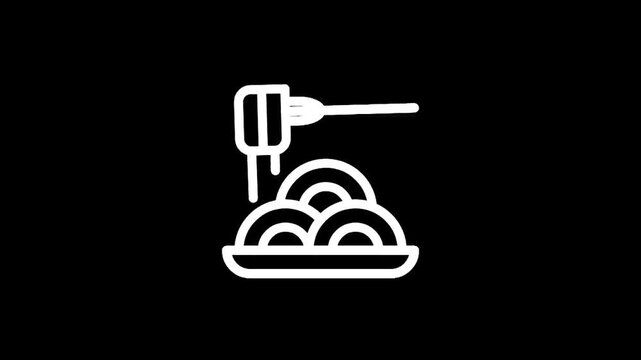 Spaghetti with fork icon on a black background