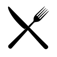 Elegant crossed fork and knife symbol for restaurants, culinary arts, or food blogs, offering a clean, minimalist touch for your design projects