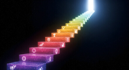 Conceptual image of a reputation ladder with ascending steps