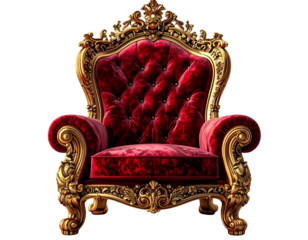 _transparent png background. Ai generated - Set of A grand royal throne chair with red 