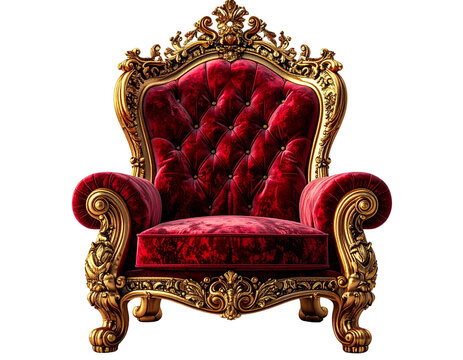 _transparent png background. Ai generated - Set of A grand royal throne chair with red 