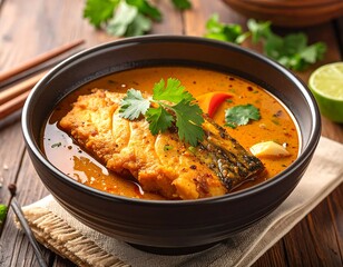 Bowl of spicy fish curry
