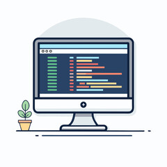 Create Bold Stroke Desktop Monitor With Cod Creative Visual Suitable for Design