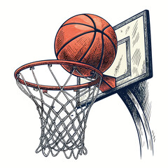 Create Bold Stroke Basketball Hoop With Bal Professional Photo Ideal for Marketing