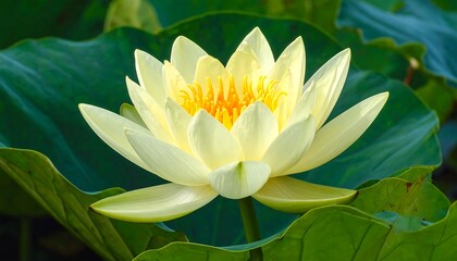 Close-up of a vibrant pale yellow lotus flower