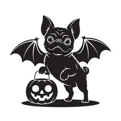 Cute Halloween Cartoon Characters with Black Cats, Bat, Spider, and Ghost