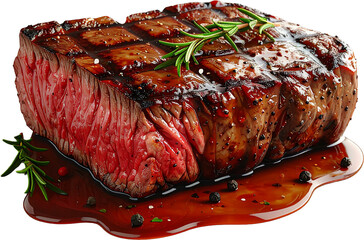 Steak 3D PNG Transparent Background (Isolated on White Background)