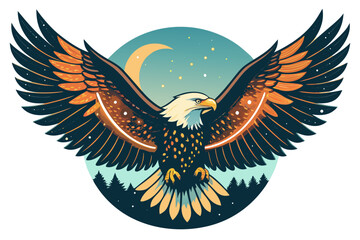 Elegant Eagle Soaring With Glowing Wings Bold Wil High-Quality Stock Image