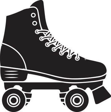 Black and white roller skate silhouette vector illustration flat design