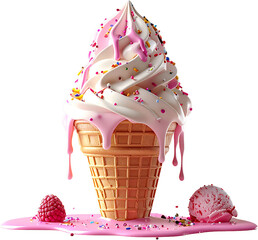 Ice Cream 3D PNG Transparent Background (Isolated on White Background)