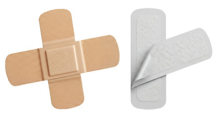 First Aid Bandages Diverse Types for Wound Care Transparent and Fabric