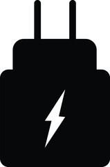 Electronic power adapter vector silhouettes for charging and device connection themes