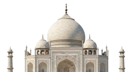 The taj mahal, an ivorywhite marble mausoleum in agra, india isolated on transparent background