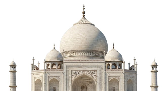 The taj mahal, an ivorywhite marble mausoleum in agra, india isolated on transparent background