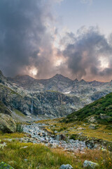 Mountain landscape in the French Alps during summer