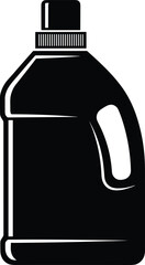 Detergent Bottle Silhouette – Black and White Vector Illustration of Household Packaging for Cleaning Product, Label, and Branding Use