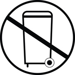 Garbage disposal not allowed icon vector for environmental awareness and clean spaces