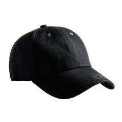 Fototapeta premium Black Baseball Cap, casual sporty fashion accessory, white isolated background