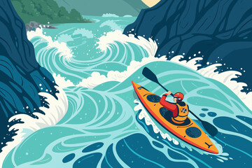 Showcasing Kayak Glowing River Rapids Bold Advent Stunning Professional Photo