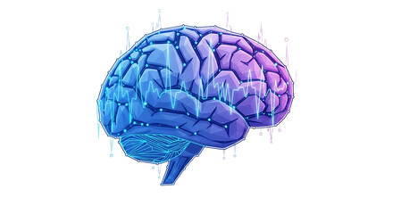 Digital Brain Activity Neural Waves Transparent Background