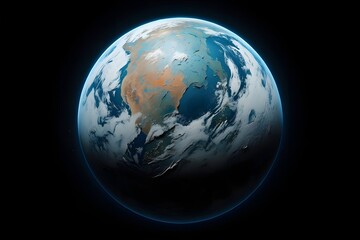 Fototapeta premium Earth planet view from space showing continents and oceans with cloud formations