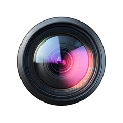 Camera Lens Front Element, glossy optical glass with precision detail, white isolated background
