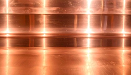 Copper panels with light reflections