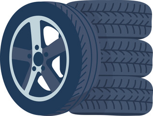 Car Wheel and Tires Stack: Automotive Service & Repair Vector Icon © Abdul Jabbar