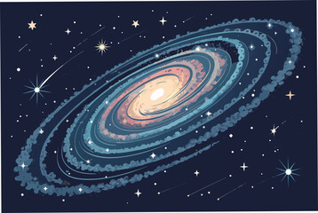 Obraz premium Featuring Stylized Milky Way Spiral Galaxy Bold Glo Dynamic Professional Photo