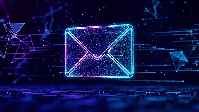 Envelope email and mail message symbol digital concept. Cyber technology and computer background abstract 3d Animation.