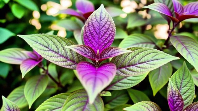 Persian shield plant. It is a striking ornamental shrub that grows tall. It has variegated purple-green leaves refereshing.
