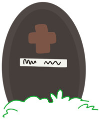 Cute gray tombstone with cross symbol, cartoon Halloween clipart