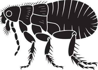 Flea insects silhouette vector, black and white silhouette vector illustration