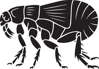 Flea insects silhouette vector, black and white silhouette vector illustration