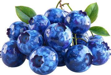 Blueberry 3D PNG Transparent Background (Isolated on White Background)