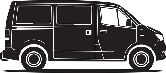 Van silhouette vector, black and white silhouette vector illustration