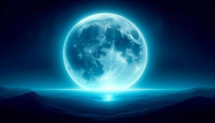  Full Moon Over Horizon Night
