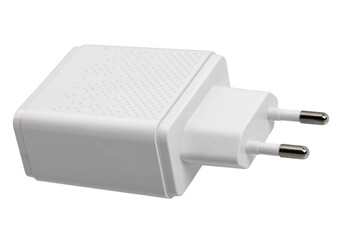 The charger is universal for a phone, laptop, isolated on a white background