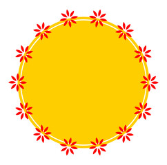 Yellow floral decorative flowers circle round text design element