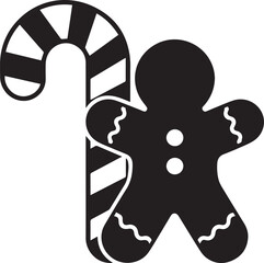 Cute Gingerbread Man silhouette vector, black and white silhouette vector illustration
