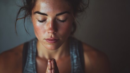 Asian Woman Practicing Yoga Meditation with Smartwatch