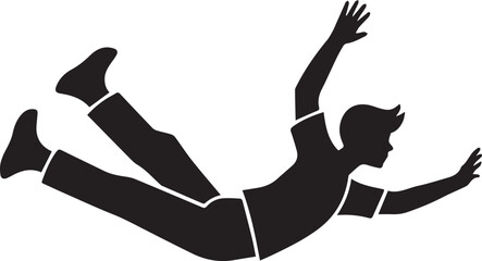 Falling man from sky silhouette vector, black and white silhouette vector illustration © Vector Visionary