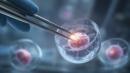 IVF Treatment and Biotechnology – Doctor Preparing Embryo in Petri Dish