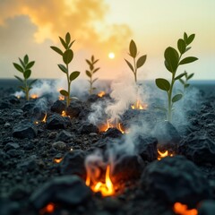The natural scenery after a fire