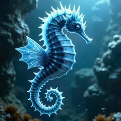 The artistic image of the blue seahorse