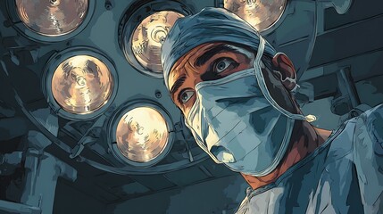 Surgeon in Operating Room – Medical Illustration of Surgery and Healthcare Concept