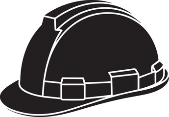 Construction helmet silhouette vector, black and white silhouette vector illustration